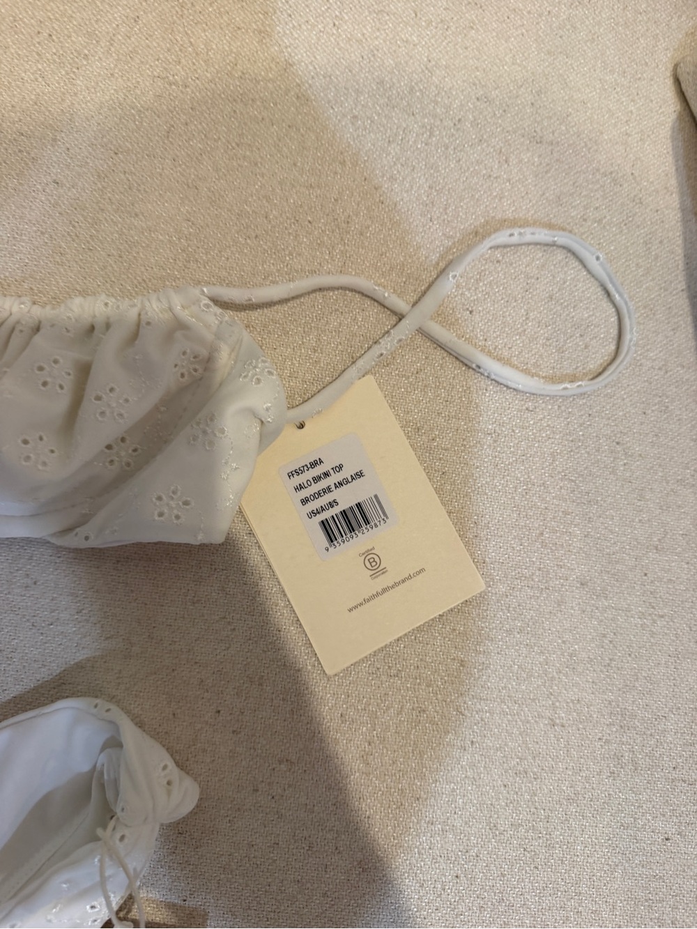 Faithfull the Brand Cream Eyelet Bandeau Bikini Set - Picture 6 of 7